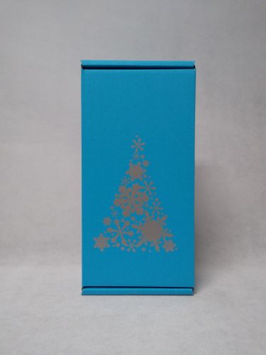 Pudełko fasonowe 365x185x100mm niebieskie z choinką, 5 sztuk